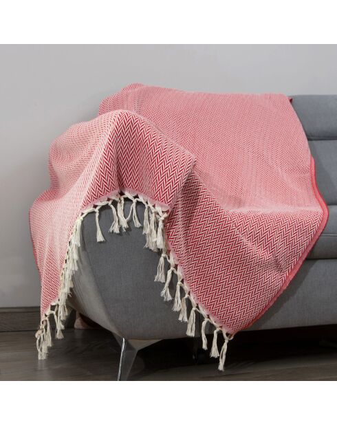Aspenrotes Plaid aus Wolle und Baumwolle