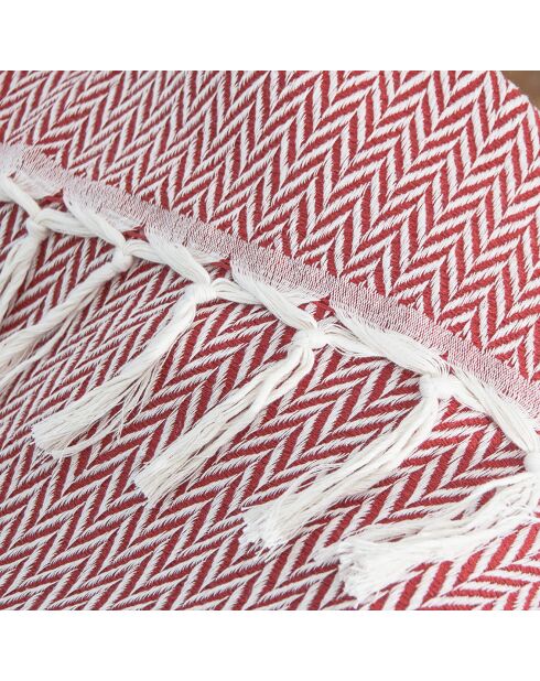 Aspenrotes Plaid aus Wolle und Baumwolle