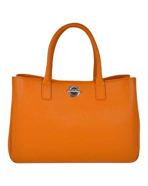 Sac à main en Cuir Paris orange - 37x25x10 cm