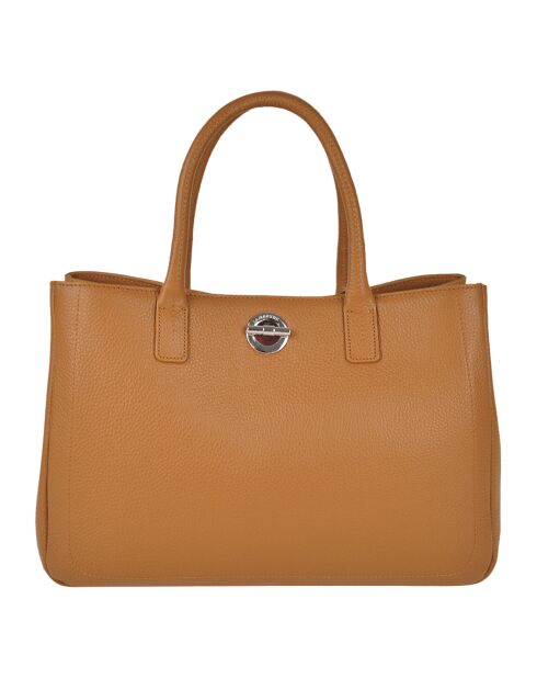 Sac à main en Cuir Paris cognac - 37x25x10 cm