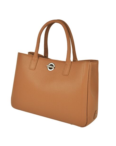 Sac à main en Cuir Paris cognac - 37x25x10 cm