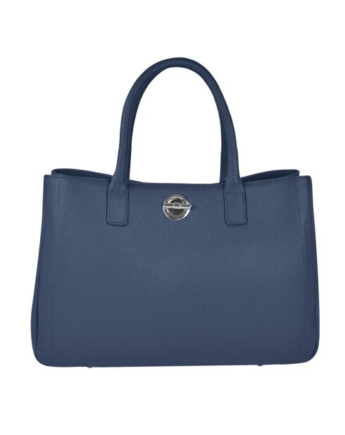 Sac à main en Cuir Paris marine - 37x25x10 cm