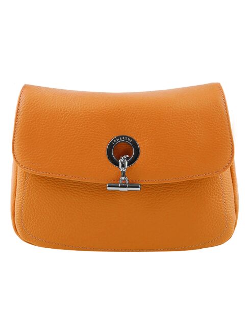 Sac bandoulière en Cuir Paris  orange - 25x18.5x7.5 cm