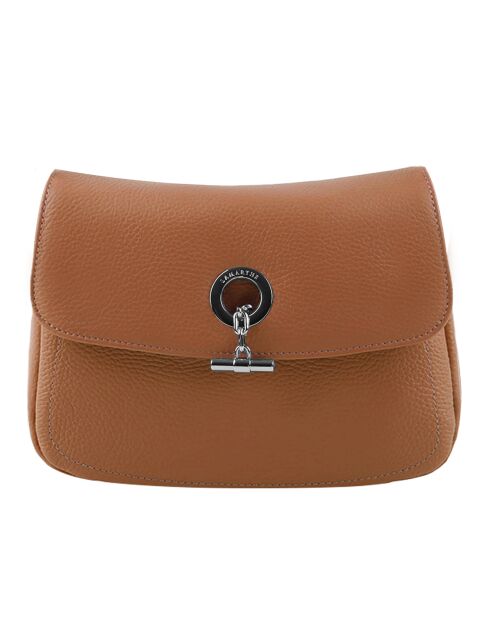 Sac bandoulière en Cuir Paris cognac - 25x18.5x7.5 cm