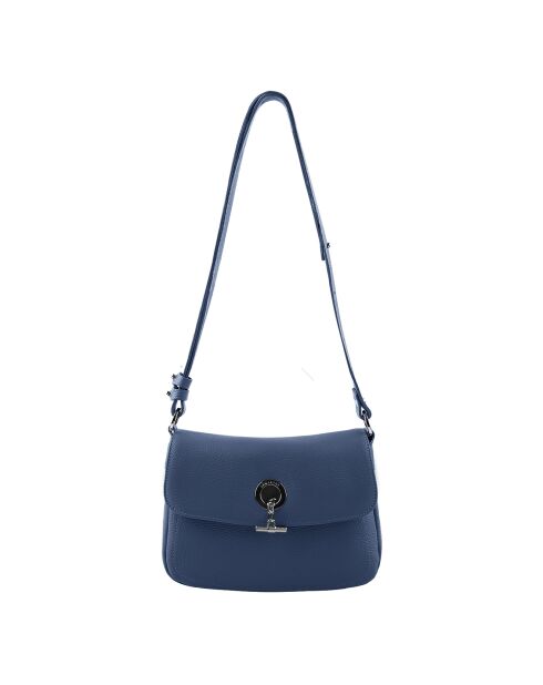 Sac bandoulière en Cuir Paris marine - 25x18.5x7.5 cm