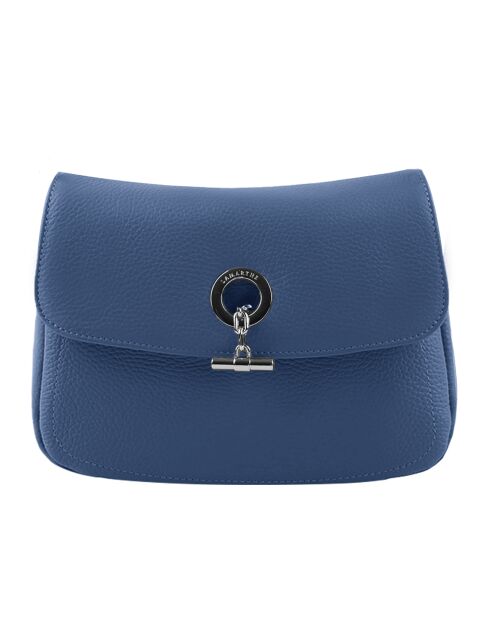 Sac bandoulière en Cuir Paris marine - 25x18.5x7.5 cm