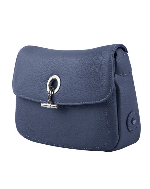 Sac bandoulière en Cuir Paris marine - 25x18.5x7.5 cm