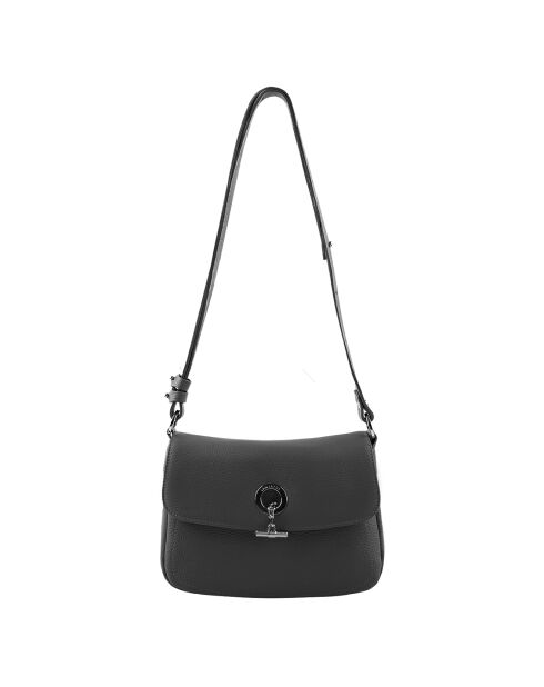 Sac bandoulière en Cuir Paris noir - 25x18.5x7.5 cm