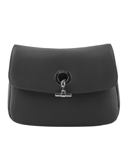 Sac bandoulière en Cuir Paris noir - 25x18.5x7.5 cm