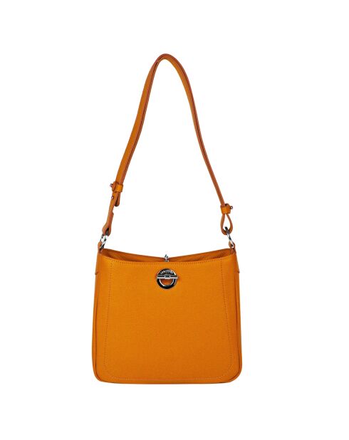 Sac bandoulière en Cuir Paris orange - 24.5x23x8 cm