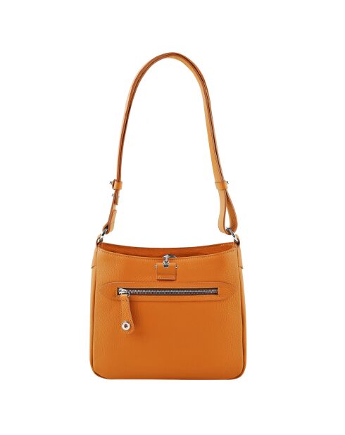 Sac bandoulière en Cuir Paris orange - 24.5x23x8 cm