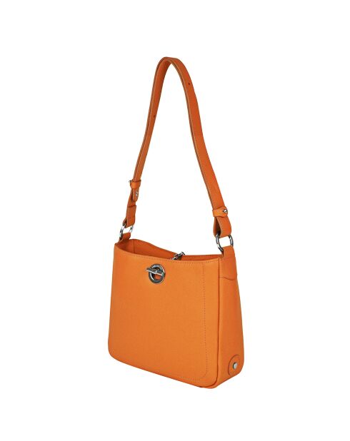 Sac bandoulière en Cuir Paris orange - 24.5x23x8 cm