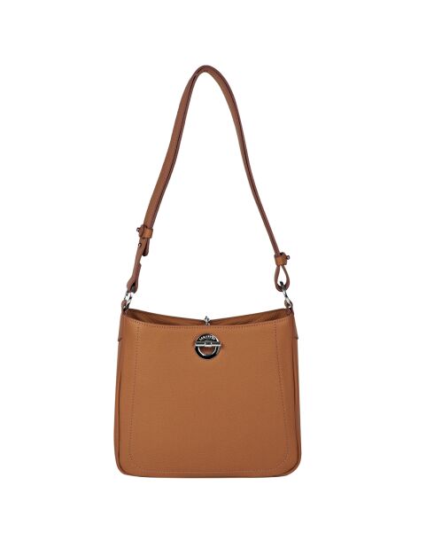Sac bandoulière en Cuir Paris cognac - 24.5x23x8 cm