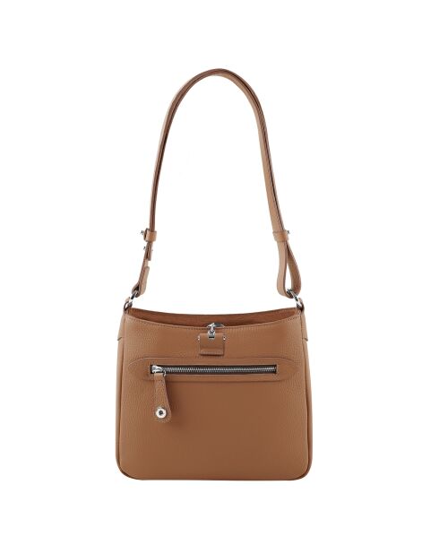 Sac bandoulière en Cuir Paris cognac - 24.5x23x8 cm