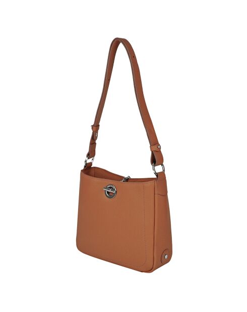 Sac bandoulière en Cuir Paris cognac - 24.5x23x8 cm