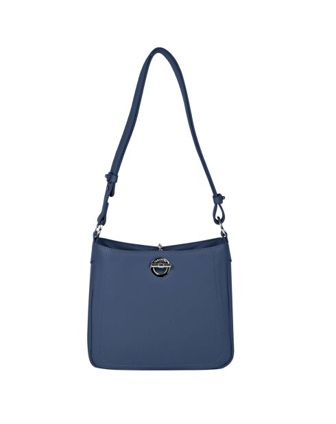 Sac bandoulière en Cuir Paris marine - 24.5x23x8 cm