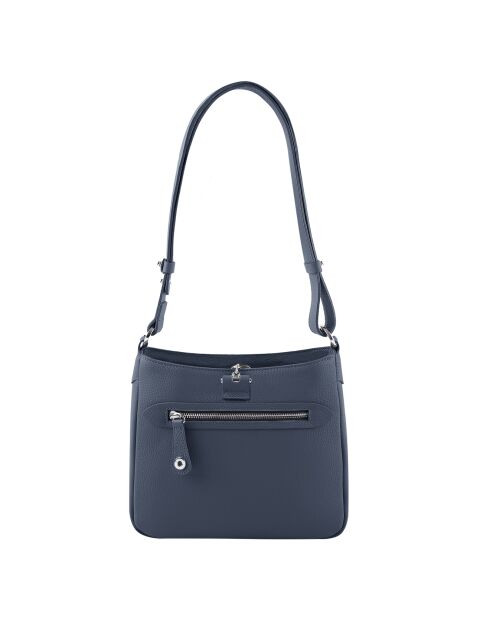 Sac bandoulière en Cuir Paris marine - 24.5x23x8 cm