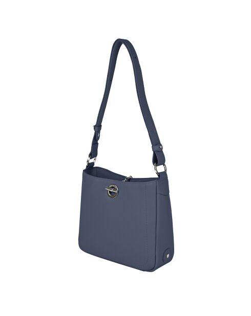Sac bandoulière en Cuir Paris marine - 24.5x23x8 cm