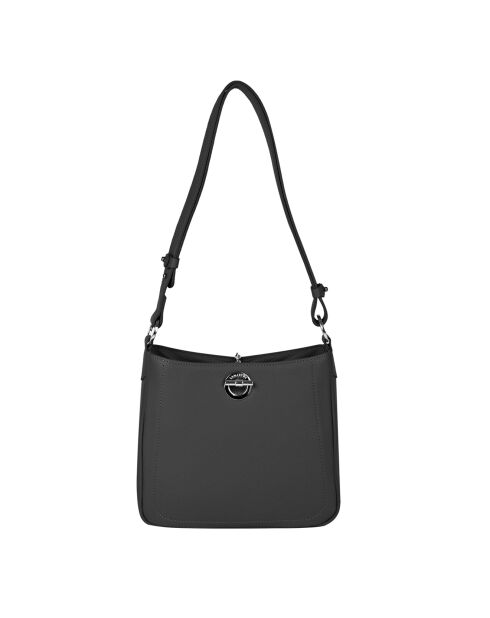 Sac bandoulière en Cuir Paris noir - 24.5x23x8 cm