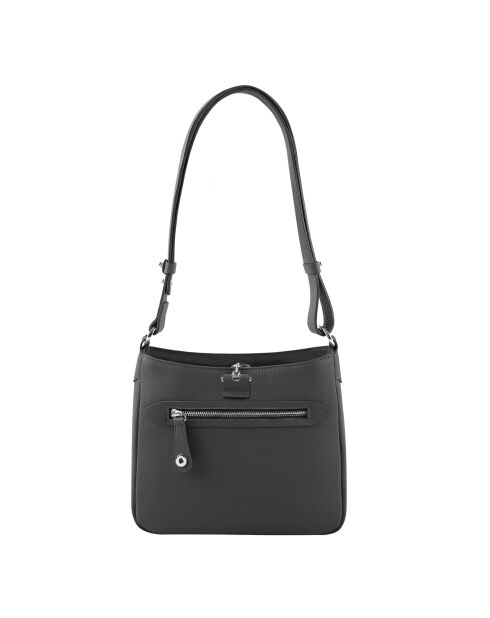 Sac bandoulière en Cuir Paris noir - 24.5x23x8 cm