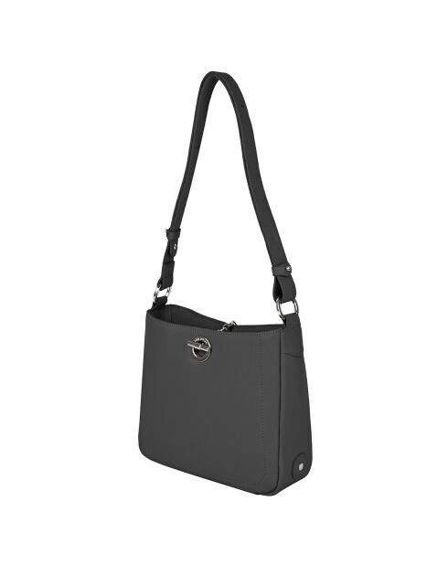 Sac bandoulière en Cuir Paris noir - 24.5x23x8 cm