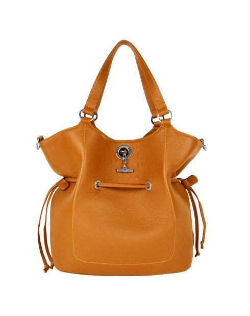 Sac porté épaule Paris en Cuir orange - 28x31x13.50 cm
