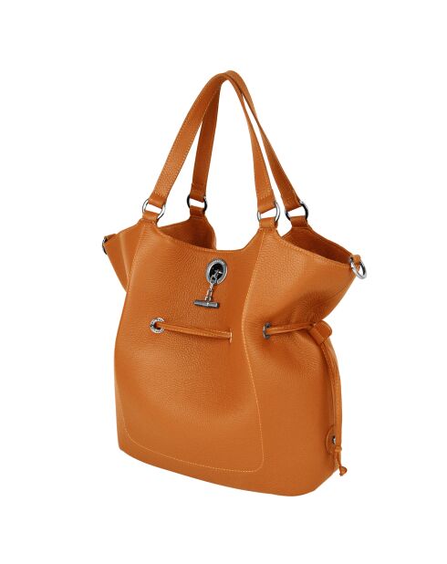 Sac porté épaule Paris en Cuir orange - 28x31x13.50 cm