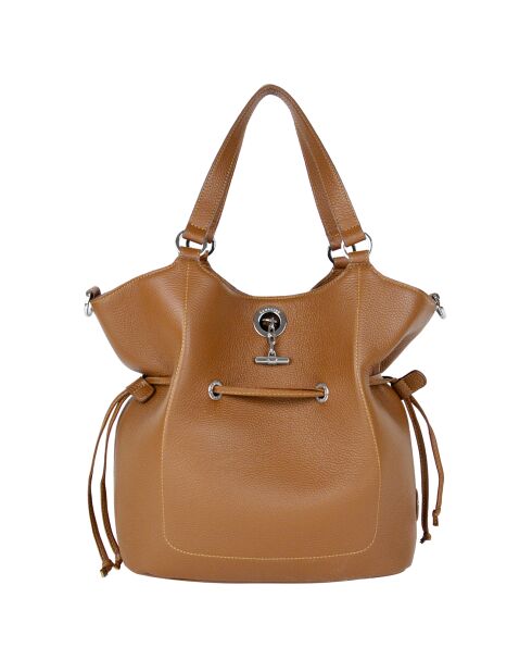 Sac porté épaule en Cuir Paris cognac - 28x31x13.5 cm