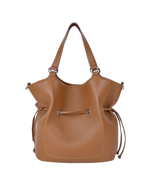 Sac porté épaule en Cuir Paris cognac - 28x31x13.5 cm