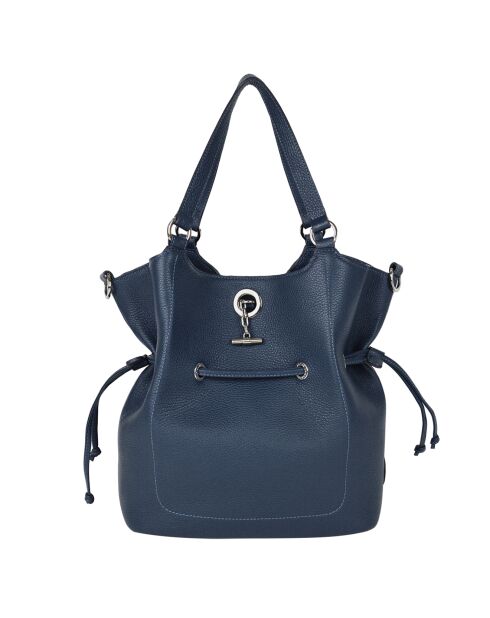 Sac porté épaule Paris en Cuir marine - 28x31x13.50 cm