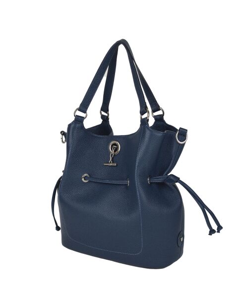 Sac porté épaule Paris en Cuir marine - 28x31x13.50 cm