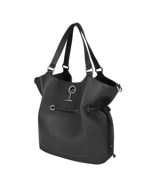 Sac porté épaule en Cuir Paris noir - 28x31x13.5 cm