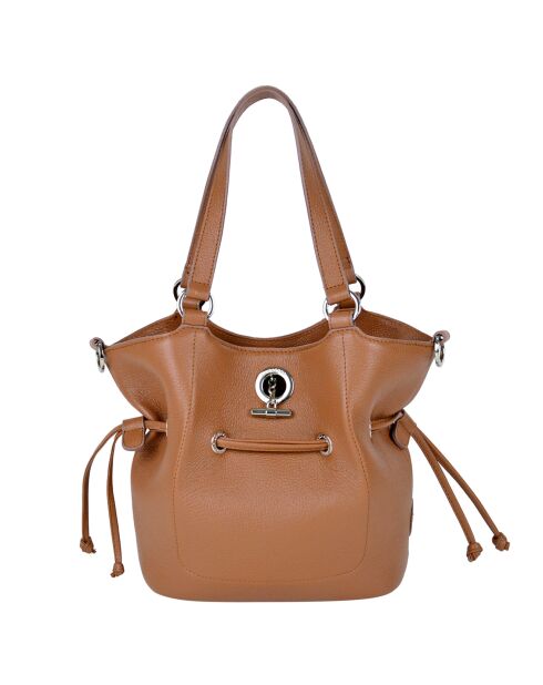 Sac porté épaule en Cuir Paris cognac - 23x24x12 cm