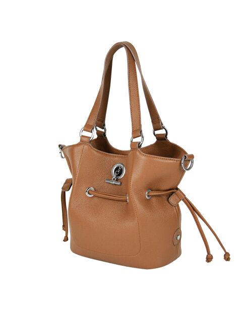 Sac porté épaule en Cuir Paris cognac - 23x24x12 cm