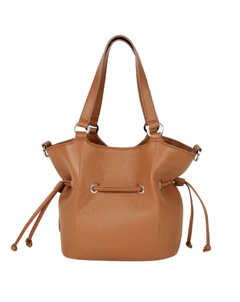 Sac porté épaule en Cuir Paris cognac - 23x24x12 cm