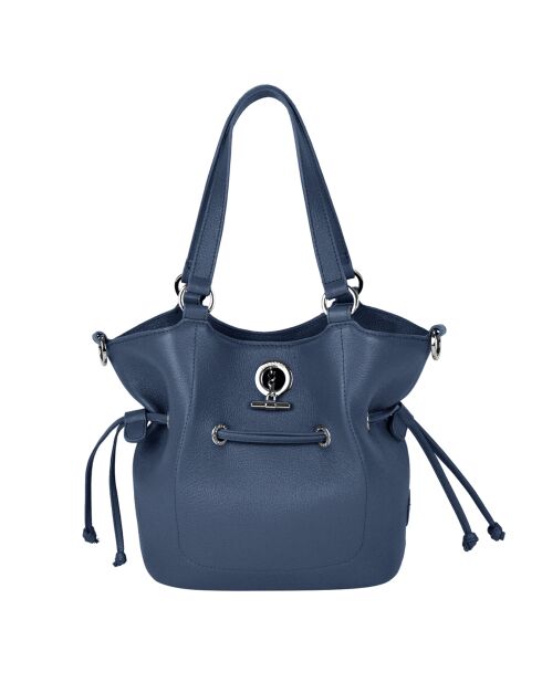 Sac porté épaule en Cuir Paris marine - 23x24x12 cm