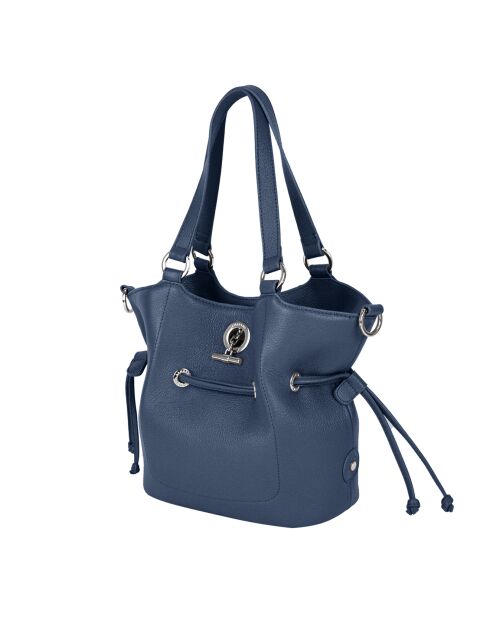 Sac porté épaule en Cuir Paris marine - 23x24x12 cm