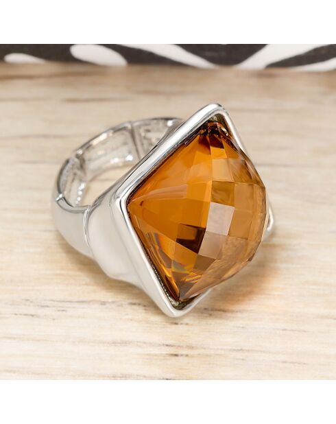 Beige Ice Square verstelbare ring