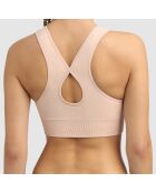 Soutien-Gorge Brassière ampliforme sans coutures impact modéré rose amande chiné