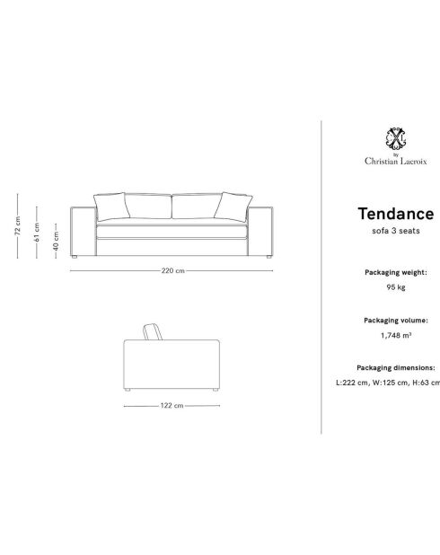 Canapé Tendance 4 Places beige clair - 262x122x72 cm