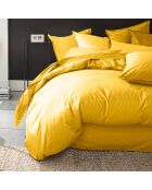 Housse de couette 100% Percale de Coton lavé jaune