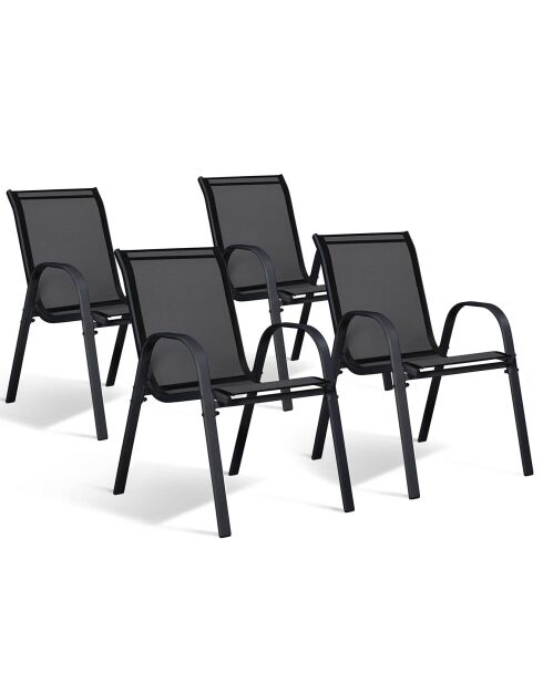 4 Chaises de jardin noires - 51.5x68x84 cm