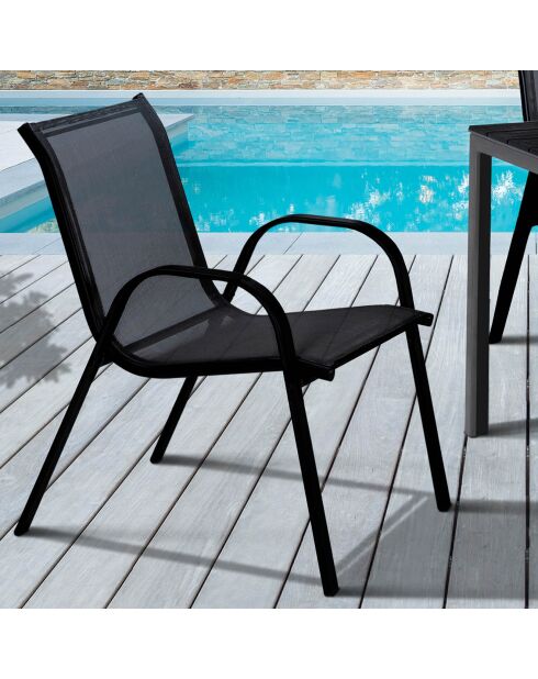4 Chaises de jardin noires - 51.5x68x84 cm
