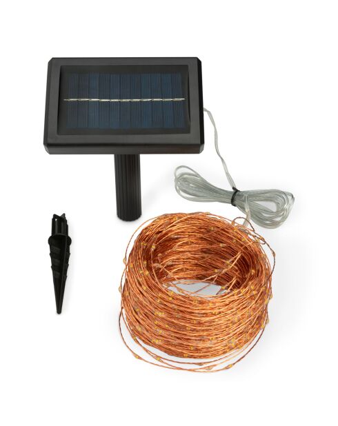 Guirlande solaire chaud 1000 LED cuivre/blanc - 52 m