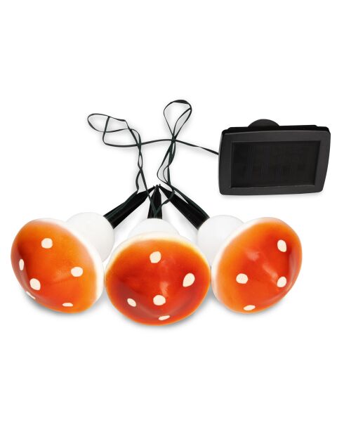 3 Lampes solaires champignons rouge/blanc - 8x8x9.8 cm