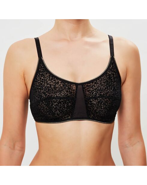 Soutien-gorge brassière Chic Line velours précieux noir/doré