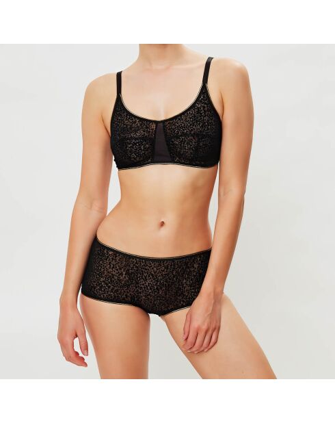 Soutien-gorge brassière Chic Line velours précieux noir/doré