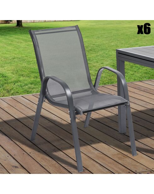6 Chaises de jardin grises - 84x68x51.5  cm