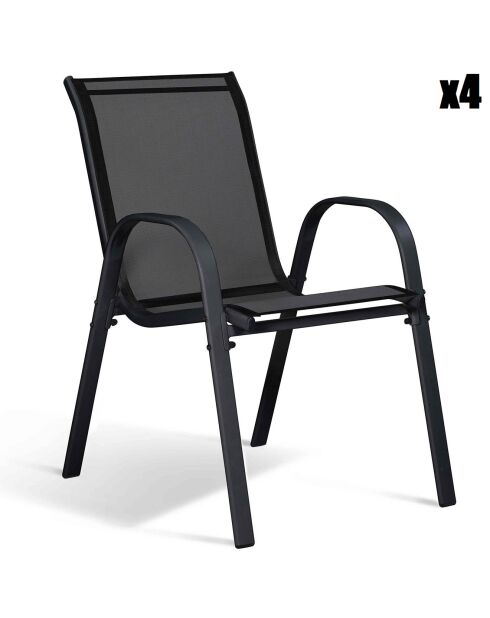 4 Chaises de jardin noires - 51.5x68x84 cm