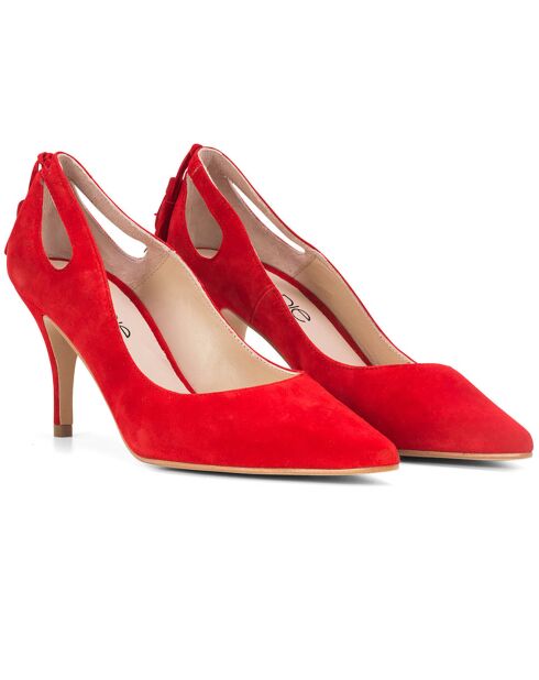 Catalina Pumps aus rotem Samt aus Veloursleder - 7 cm Absatz